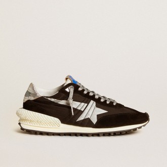 Golden Goose Marathon With Black Ripstop Nylon Upper And Silver Star