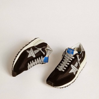 Golden Goose Marathon With Black Ripstop Nylon Upper And Silver Star Golden Goose Marathon With Black Ripstop Nylon Upper And Silver Star
