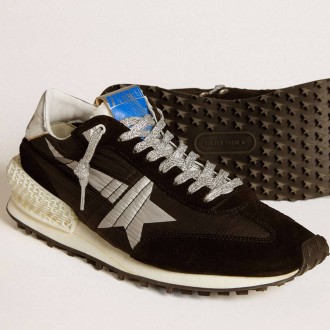 Golden Goose Marathon With Black Ripstop Nylon Upper And Silver Star Golden Goose Marathon With Black Ripstop Nylon Upper And Silver Star