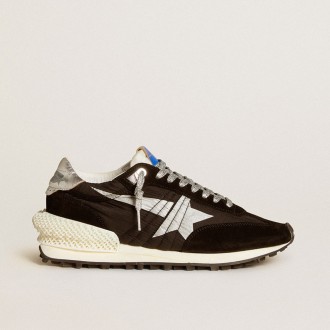 Golden Goose Marathon With Black Ripstop Nylon Upper And Silver Star