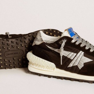 Golden Goose Marathon With Black Ripstop Nylon Upper And Silver Star