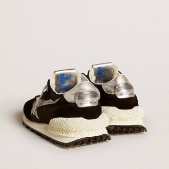 Golden Goose Marathon With Black Ripstop Nylon Upper And Silver Star