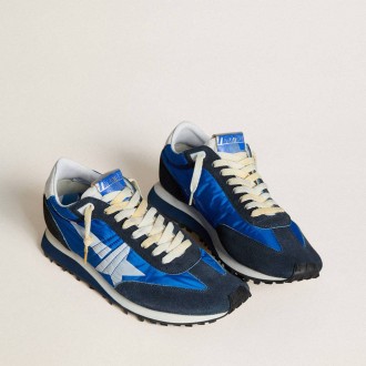 Golden Goose Marathon With Blue Nylon Upper And White Star Golden Goose Marathon With Blue Nylon Upper And White Star