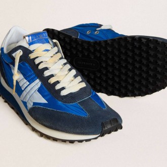 Golden Goose Marathon With Blue Nylon Upper And White Star Golden Goose Marathon With Blue Nylon Upper And White Star