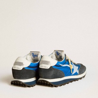 Golden Goose Marathon With Blue Nylon Upper And White Star Golden Goose Marathon With Blue Nylon Upper And White Star