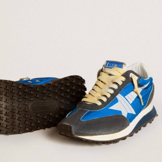 Golden Goose Marathon With Blue Nylon Upper And White Star Golden Goose Marathon With Blue Nylon Upper And White Star