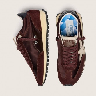 Golden Goose Marathon With Brown Satin Upper And Platinum Leather Star