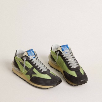 Golden Goose Marathon With Green Nylon Upper And Black Star
