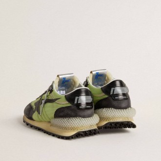 Golden Goose Marathon With Green Nylon Upper And Black Star