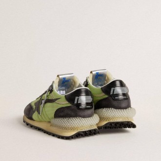Golden Goose Marathon With Green Nylon Upper And Black Star