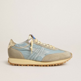 Golden Goose Marathon With Light Blue Nylon Upper And Pastel Blue Star