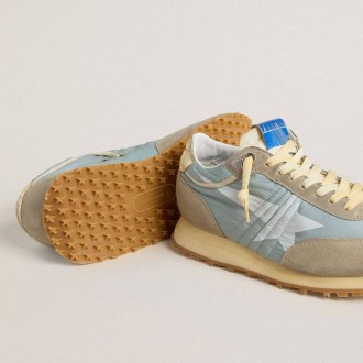 Golden Goose Marathon With Light Blue Nylon Upper And Pastel Blue Star