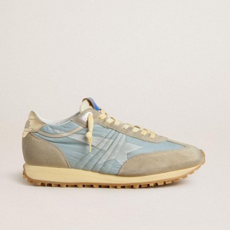 Golden Goose Marathon With Light Blue Nylon Upper And Pastel Blue Star