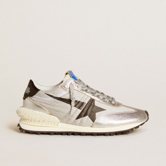 Golden Goose Marathon With Silver Ripstop Nylon Upper And Black Star