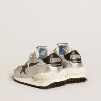 Golden Goose Marathon With Silver Ripstop Nylon Upper And Black Star