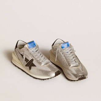 Golden Goose Marathon With Silver Ripstop Nylon Upper And Black Star