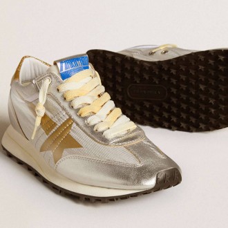 Golden Goose Marathon With Silver Ripstop Nylon Upper And Gold Star
