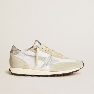 Golden Goose Marathon With White Nylon Upper And Silver Star