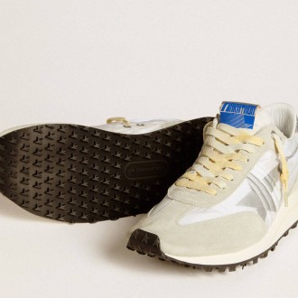 Golden Goose Marathon With White Nylon Upper And Silver Star
