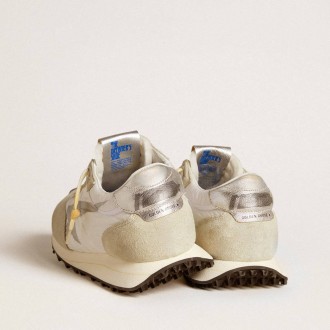 Golden Goose Marathon With White Nylon Upper And Silver Star