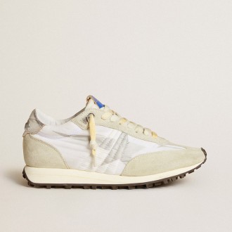 Golden Goose Marathon With White Nylon Upper And Silver Star