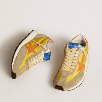 Golden Goose Marathon With Yellow Nylon Upper And Orange Star
