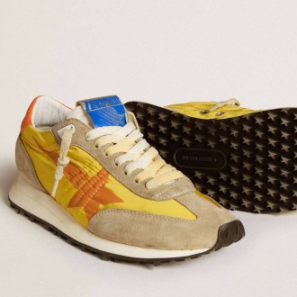Golden Goose Marathon With Yellow Nylon Upper And Orange Star