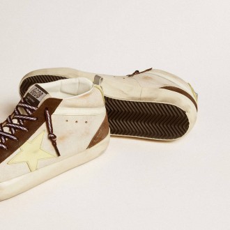 Golden Goose Mid Star In Beige Glitter With Yellow Suede Star And Cotton Flash Golden Goose Mid Star In Beige Glitter With Yellow Suede Star And Cotton Flash