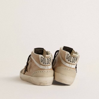 Golden Goose Mid Star In Beige Naplak Leather With Leopard-Print Pony Skin Star
