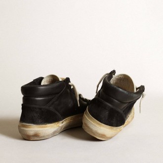Golden Goose Mid Star In Black Nappa And Suede With White Leather Star Golden Goose Mid Star In Black Nappa And Suede With White Leather Star