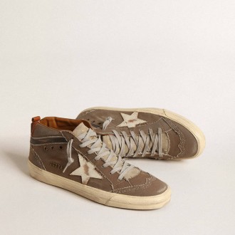 Golden Goose Mid Star In Green Canvas With Leather Star And Black Flash Golden Goose Mid Star In Green Canvas With Leather Star And Black Flash
