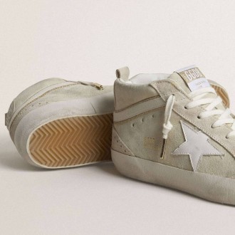 Golden Goose Mid Star In Light Gray Suede With White Leather Star