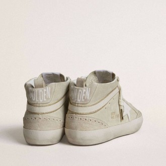 Golden Goose Mid Star In Light Gray Suede With White Leather Star