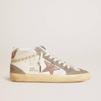 Golden Goose Mid Star In Nappa And Suede With Light Brown Metallic Leather Star