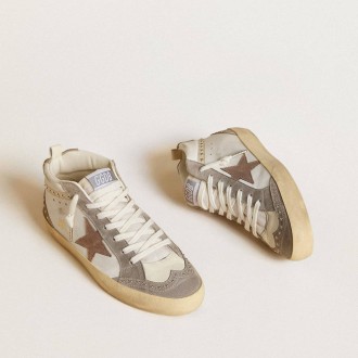 Golden Goose Mid Star In Nappa And Suede With Light Brown Metallic Leather Star Golden Goose Mid Star In Nappa And Suede With Light Brown Metallic Leather Star
