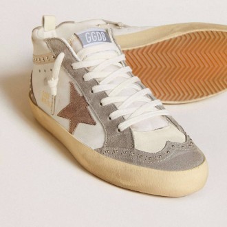Golden Goose Mid Star In Nappa And Suede With Light Brown Metallic Leather Star Golden Goose Mid Star In Nappa And Suede With Light Brown Metallic Leather Star