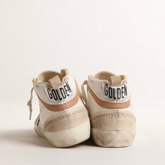 Golden Goose Mid Star In Nappa With Glitter Star And Nude Leather Flash