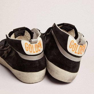 Golden Goose Mid Star In Nubuck With Black Leather Star And Silver Flash Golden Goose Mid Star In Nubuck With Black Leather Star And Silver Flash