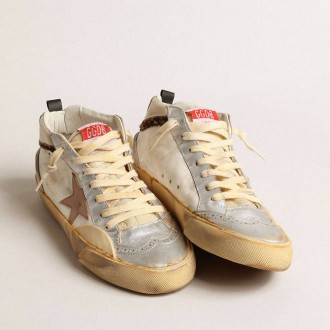 Golden Goose Mid Star Ltd With Silver Metallic Leather Inserts And Pink Star Golden Goose Mid Star Ltd With Silver Metallic Leather Inserts And Pink Star