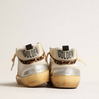 Golden Goose Mid Star Ltd With Silver Metallic Leather Inserts And Pink Star Golden Goose Mid Star Ltd With Silver Metallic Leather Inserts And Pink Star