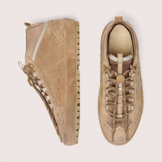 Golden Goose Mid Star Ski In Caramel Suede With Nubuck Star And Suede Heel Tab