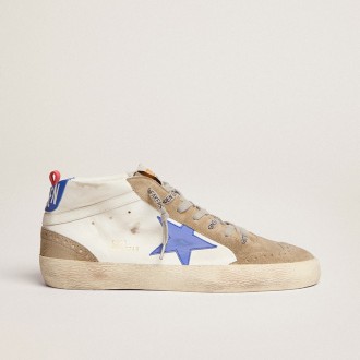 Golden Goose Mid Star With Blue Leather Star And Dove-Gray Suede Inserts