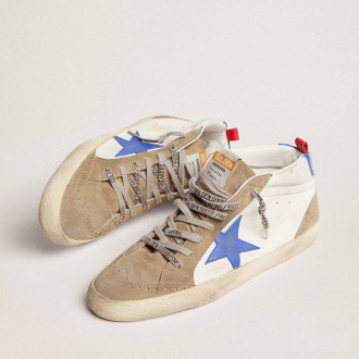 Golden Goose Mid Star With Blue Leather Star And Dove-Gray Suede Inserts Golden Goose Mid Star With Blue Leather Star And Dove-Gray Suede Inserts