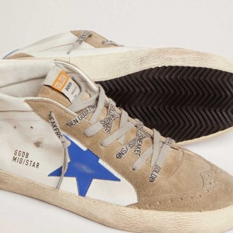 Golden Goose Mid Star With Blue Leather Star And Dove-Gray Suede Inserts Golden Goose Mid Star With Blue Leather Star And Dove-Gray Suede Inserts