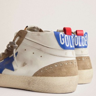 Golden Goose Mid Star With Blue Leather Star And Dove-Gray Suede Inserts Golden Goose Mid Star With Blue Leather Star And Dove-Gray Suede Inserts