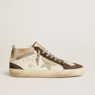 Golden Goose Mid Star With Gray Leather Star And Metallic Silver Leather Flash