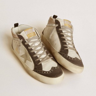 Golden Goose Mid Star With Gray Leather Star And Metallic Silver Leather Flash Golden Goose Mid Star With Gray Leather Star And Metallic Silver Leather Flash