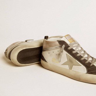 Golden Goose Mid Star With Gray Leather Star And Metallic Silver Leather Flash Golden Goose Mid Star With Gray Leather Star And Metallic Silver Leather Flash