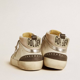 Golden Goose Mid Star With Gray Leather Star And Metallic Silver Leather Flash Golden Goose Mid Star With Gray Leather Star And Metallic Silver Leather Flash