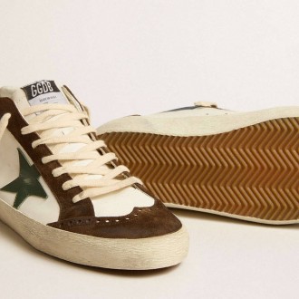 Golden Goose Mid Star With Green Leather Star And Blue Leather Flash Golden Goose Mid Star With Green Leather Star And Blue Leather Flash